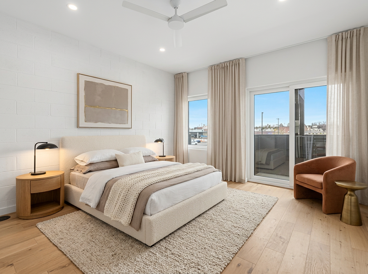 Bedroom suite opening to a private balcony
